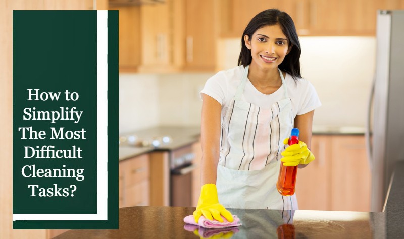 a cleaning expert from Gold Coast is cleaning the surface with simple cleaning tools